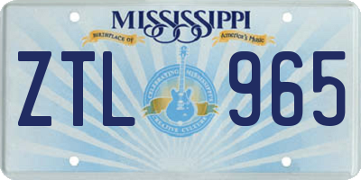 MS license plate ZTL965