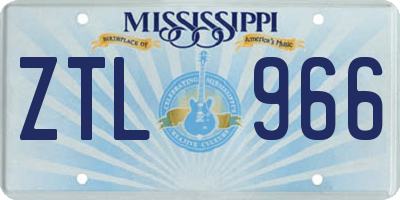 MS license plate ZTL966