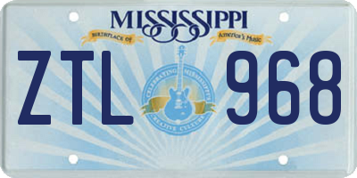 MS license plate ZTL968