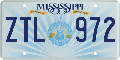 MS license plate ZTL972