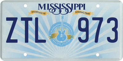 MS license plate ZTL973
