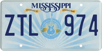 MS license plate ZTL974