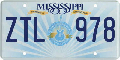 MS license plate ZTL978