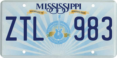 MS license plate ZTL983