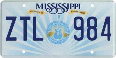 MS license plate ZTL984