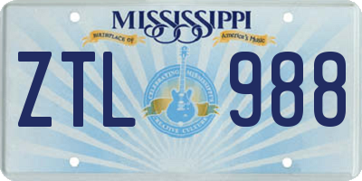MS license plate ZTL988