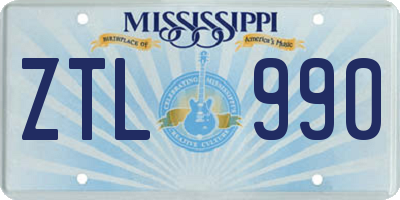 MS license plate ZTL990