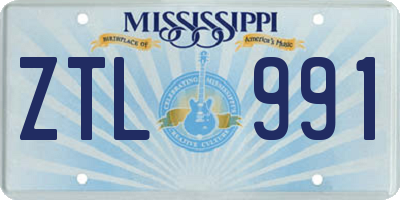 MS license plate ZTL991