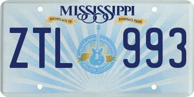 MS license plate ZTL993