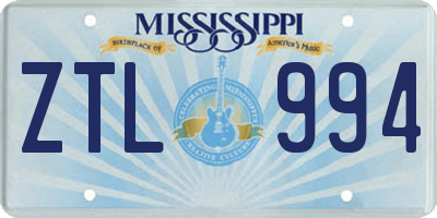 MS license plate ZTL994