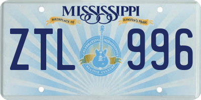 MS license plate ZTL996