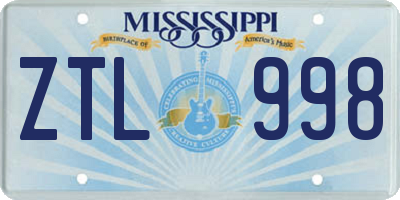 MS license plate ZTL998
