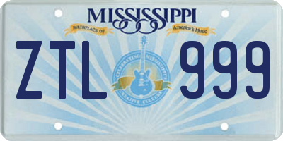 MS license plate ZTL999