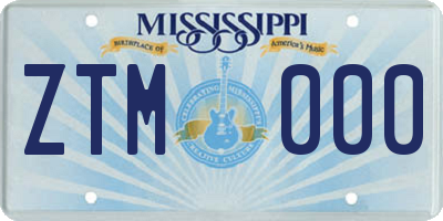 MS license plate ZTM000