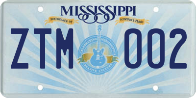 MS license plate ZTM002
