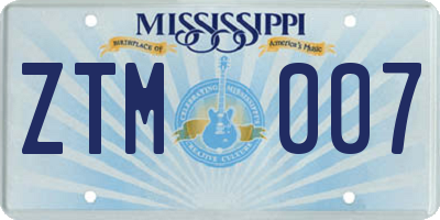 MS license plate ZTM007