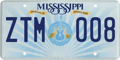 MS license plate ZTM008