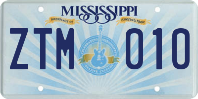 MS license plate ZTM010