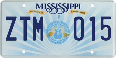 MS license plate ZTM015