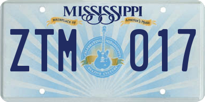 MS license plate ZTM017