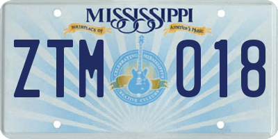 MS license plate ZTM018