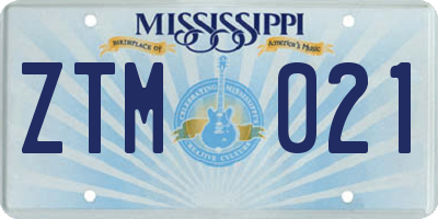 MS license plate ZTM021