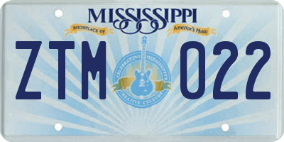 MS license plate ZTM022
