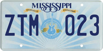 MS license plate ZTM023