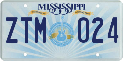 MS license plate ZTM024