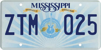 MS license plate ZTM025