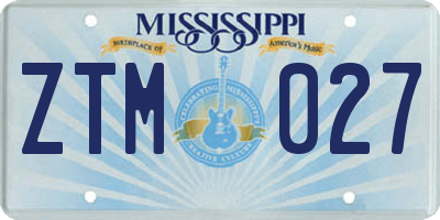 MS license plate ZTM027