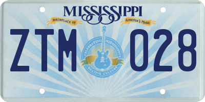 MS license plate ZTM028