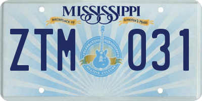 MS license plate ZTM031