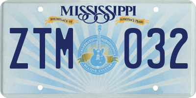 MS license plate ZTM032