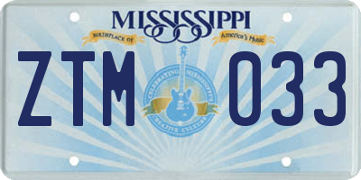 MS license plate ZTM033