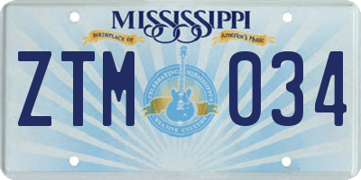 MS license plate ZTM034