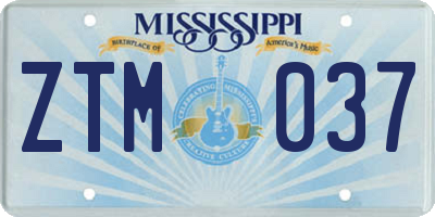 MS license plate ZTM037