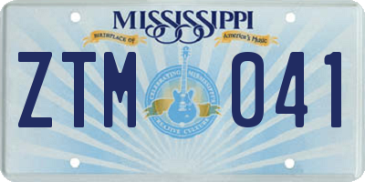 MS license plate ZTM041