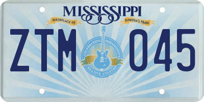 MS license plate ZTM045