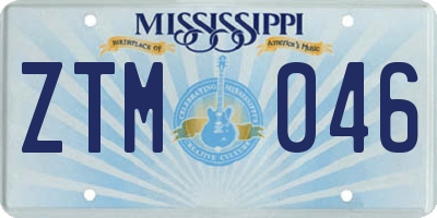 MS license plate ZTM046