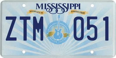 MS license plate ZTM051