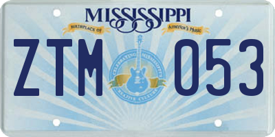 MS license plate ZTM053