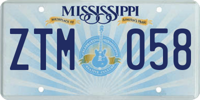 MS license plate ZTM058