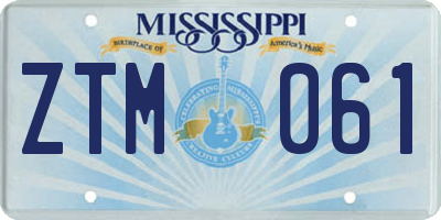 MS license plate ZTM061