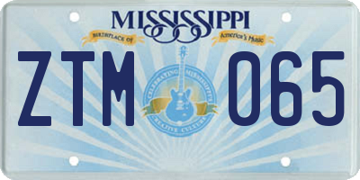 MS license plate ZTM065