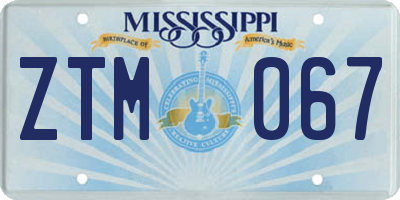 MS license plate ZTM067