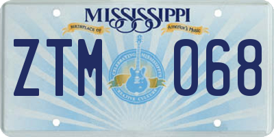 MS license plate ZTM068