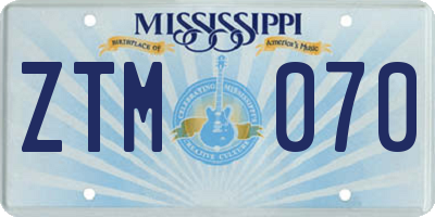 MS license plate ZTM070