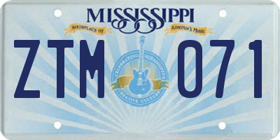 MS license plate ZTM071