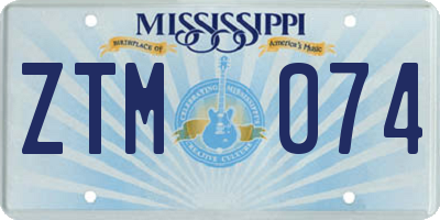 MS license plate ZTM074
